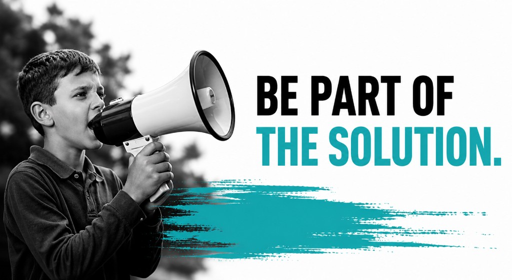 Be Part of the Solution, a young Kentucky advocate with a megaphone